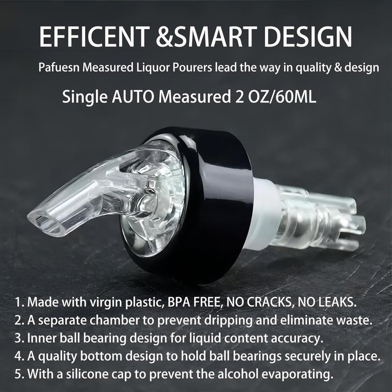 Pafusen 3 Pack Measured Liquor Pour Spout, Liquor Bottle Pourers, Measure Pour Spout for Liquor Bottles, Bottle Pourers for Alcohol, Shot Pourer Cocktail Liquor Dispenser Bar Bartending Tool -2oz/60ml - Image 3