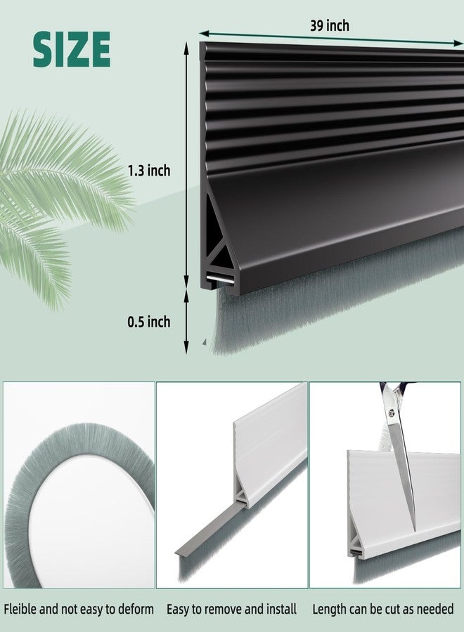 Vannesse 39" Door Draft Stopper for Bottom of Door, Under Door Gap Filler for Winter Cold Insulation, Door Sweep for Exterior & Interior, Weather Stripping Door Seal Blocker Noise Dust, Black - Image 2
