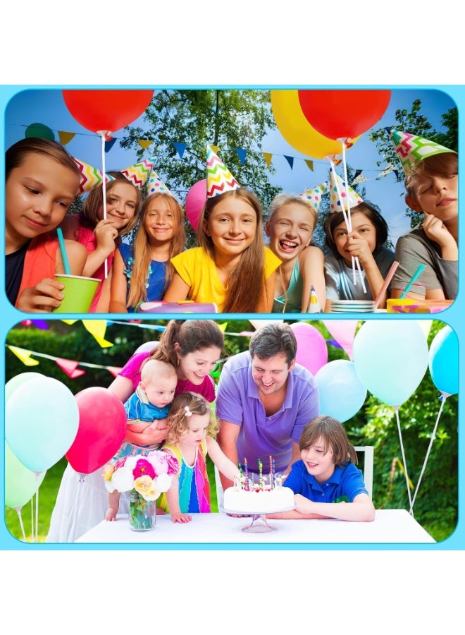 عصا البالون مع أكواب 100 قطعة كيس 40C، عصي البالون ألوان متنوعة، حامل البالون البلاستيكي وأكواب لعيد الميلاد، أي عطلة، زفاف، ديكور الذكرى السنوية، عيد الميلاد، رأس السنة الجديدة - Image 3