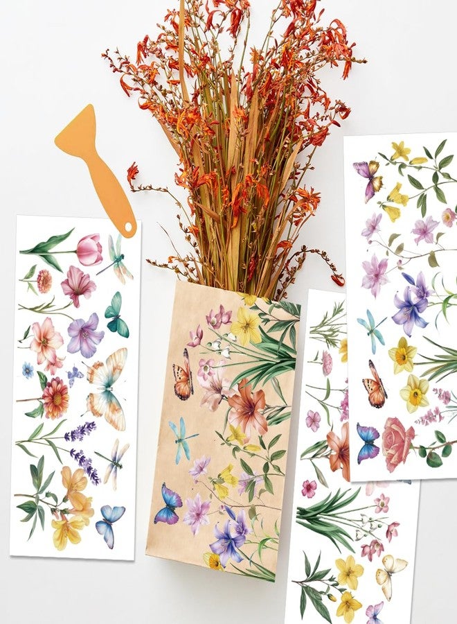 BEUNITONE 3 Sheets Rub on Transfers for Crafts and Furniture,Butterfly Botanical Flowers,Cold IOD Transfers Stickers,Rub on Transfer Stickers for Wood,Paper,Glass,Desk,DIY Home Decor(11.8x5.9 Inch) - Image 5