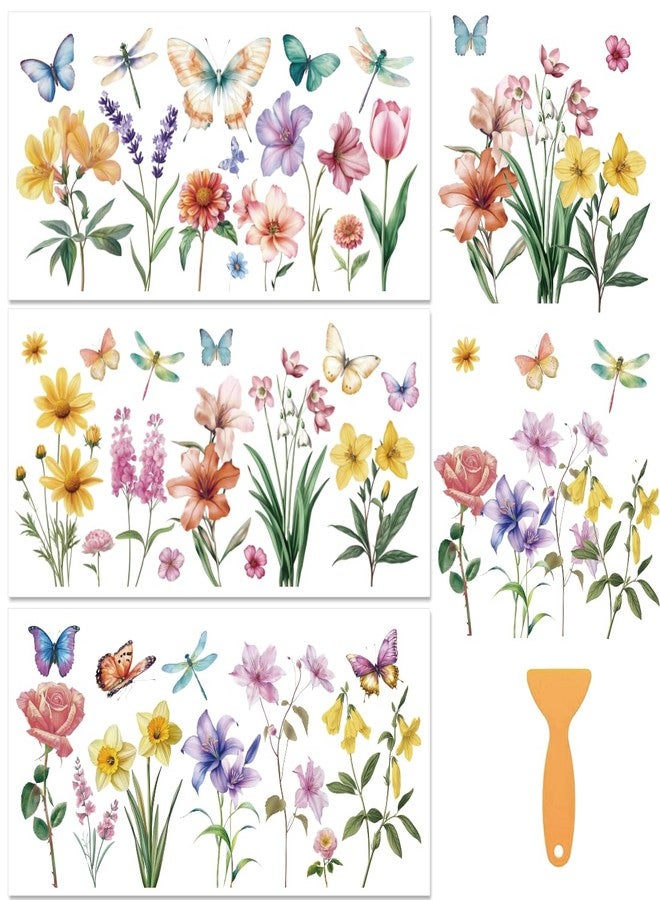 BEUNITONE 3 Sheets Rub on Transfers for Crafts and Furniture,Butterfly Botanical Flowers,Cold IOD Transfers Stickers,Rub on Transfer Stickers for Wood,Paper,Glass,Desk,DIY Home Decor(11.8x5.9 Inch) - Image 1