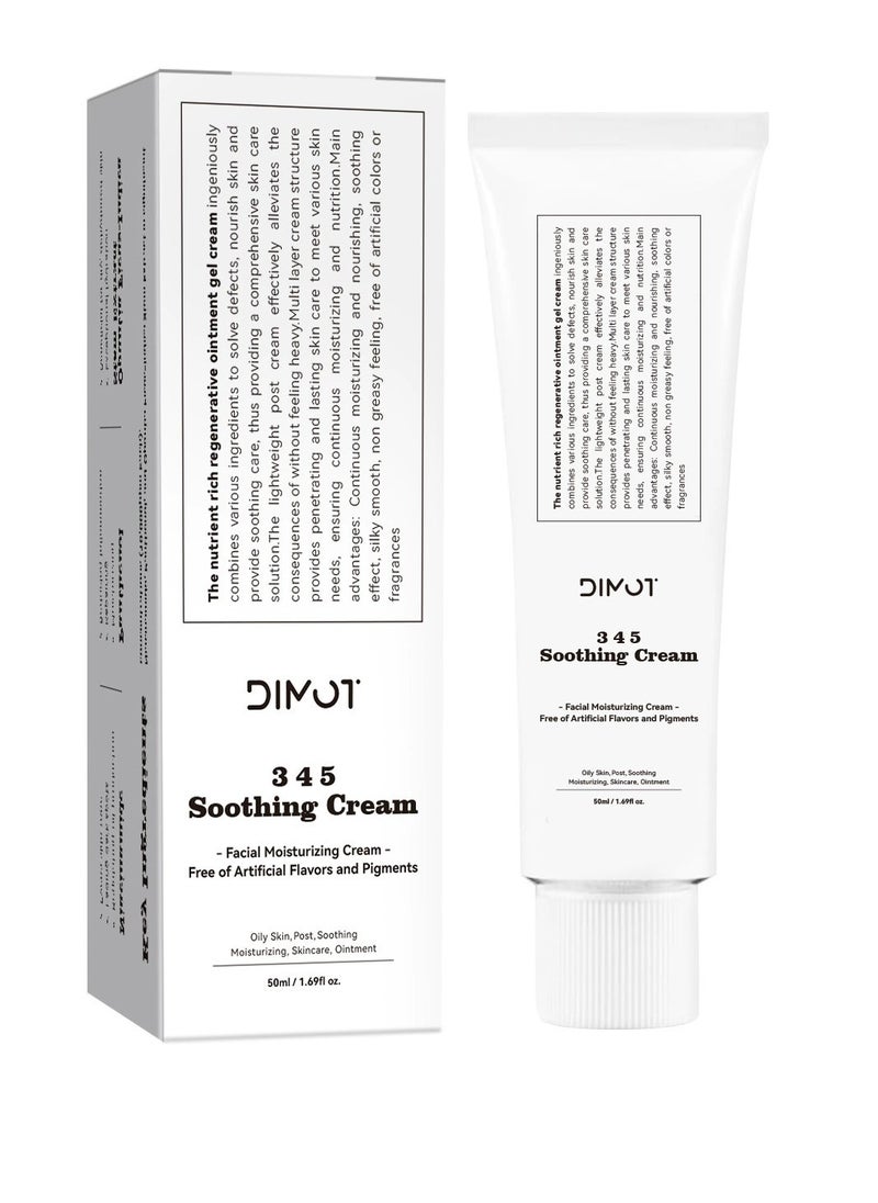 DIMOT 345 Relief Cream, Daily Face Moisturizer, Blemish Relief Care for Face, Acne-Prone Skin, Soothing, Moisturising, Skin Barrier Repair Cream, Skincare Moisturiser for All Type Skin (50ML)  - Image 1