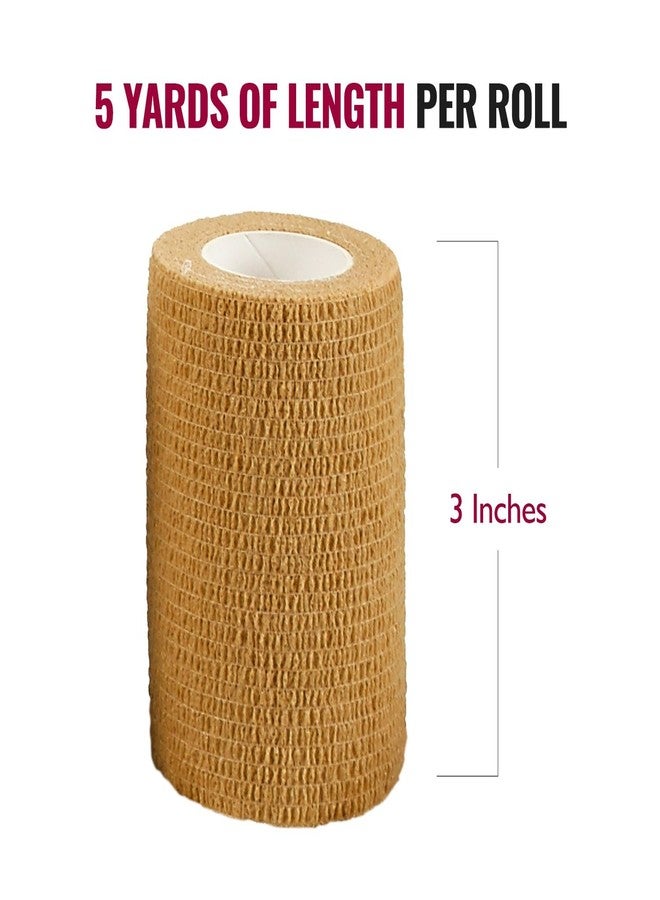MEDca Self Adherent Wrap - Bulk Pack of 12, Athletic Tape Rolls and Sports Wraps, Self Cohesive Non-Woven Adhesive Bandage (3 in x 5 Yards) for Ankle Sprains & Swelling - Image 3