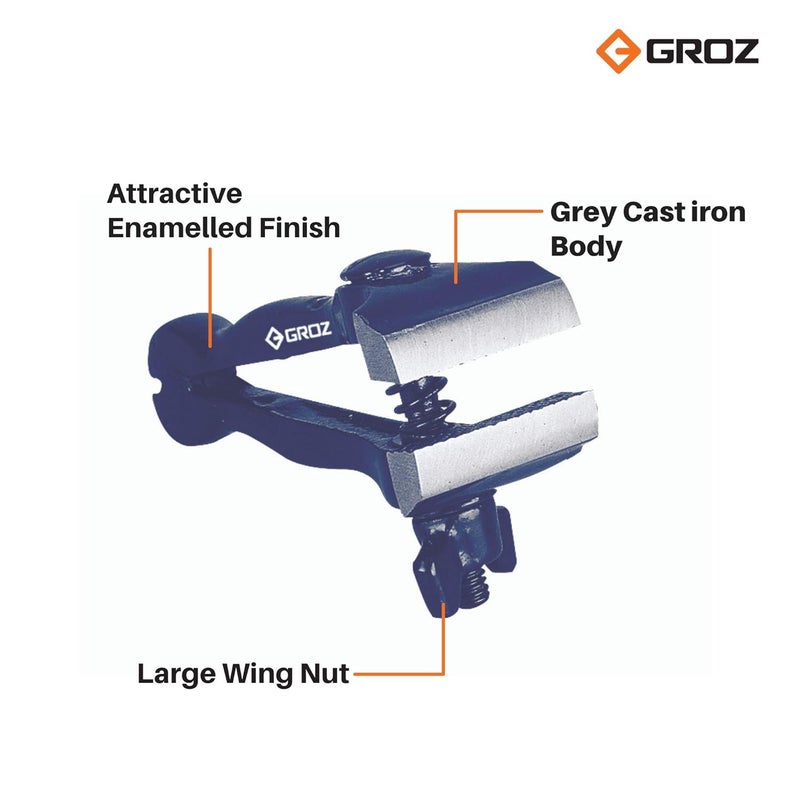 GROZ GROZ Hand Vice with Grey Cast Iron Body Ideal for Working on Small Jobs Attractive Enamelled Finish Operated via Large Wing Nut Overall Length 75 mm Jaw Width 35 mm HV75  - Image 2