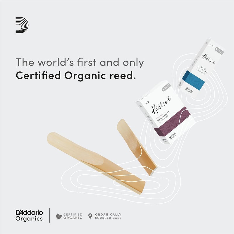 د'اداريو قصبات كلارينيت D'Addario Organic Reserve Bb - قصبات للكلارينيت - أول وأعشاب عضوية حصرية - قوة 2.0، عبوة من 10 قطع - Image 2