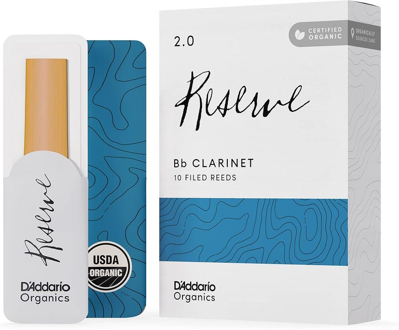 د'اداريو قصبات كلارينيت D'Addario Organic Reserve Bb - قصبات للكلارينيت - أول وأعشاب عضوية حصرية - قوة 2.0، عبوة من 10 قطع - Image 1