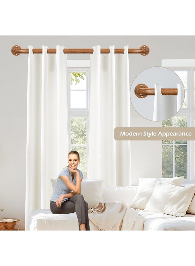 HTZON Blackout Wrap Around Curtain Rods for Windows 28 to 48 Inch:Room Darkening Imitation Wood Curtain Rod Heavy Duty Adjustable 1Inch Wooden Curved French Return Wraparound Curtain Rods Round Hidden - Image 3