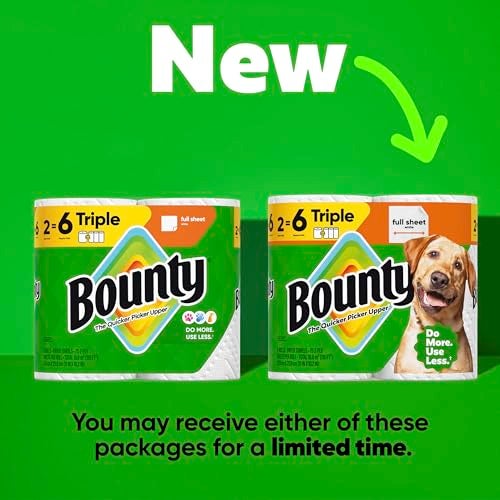 Bounty Full Sheet Paper Towels White 2 Triple Rolls 6 Regular Rolls Packaging May Vary - Image 3