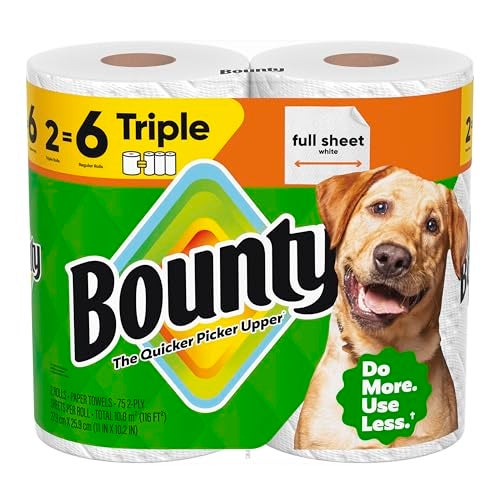 Bounty Full Sheet Paper Towels White 2 Triple Rolls 6 Regular Rolls Packaging May Vary - Image 1