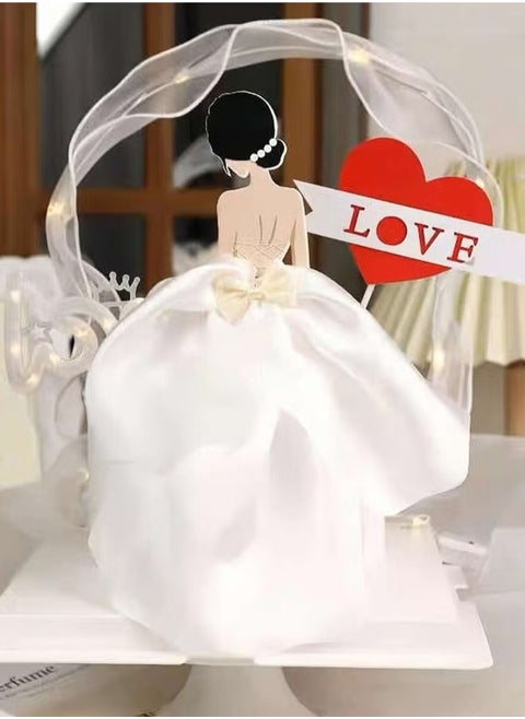 2Pcs Wedding Dress Design Decorative Cake Topper