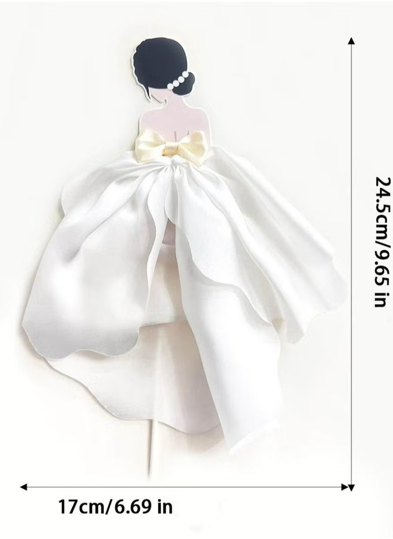 2Pcs Wedding Dress Design Decorative Cake Topper