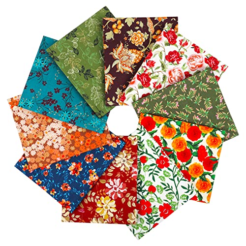 Craftido -25 Options- 100% Cotton Quilting Fabric Bundles 10pcs Fat Quarters 18”x21”-Medium Weight 5.2 oz- Soft Cotton for Quilting, Sewing Project, Patchwork, DIY Crafts - Retro Style - Image 1