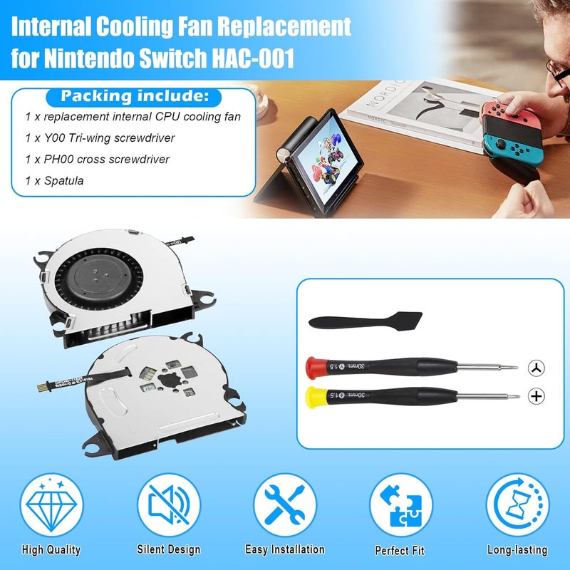 S-Union UPGRADED Switch Fan Internal Cooling Fan Compatible with Nintendo Switch NS HAC-001 2017 Console,Nintendo Switch Fan Replacement (with Thermal Compound Paste, Screwdriver and Spatula) - Image 2