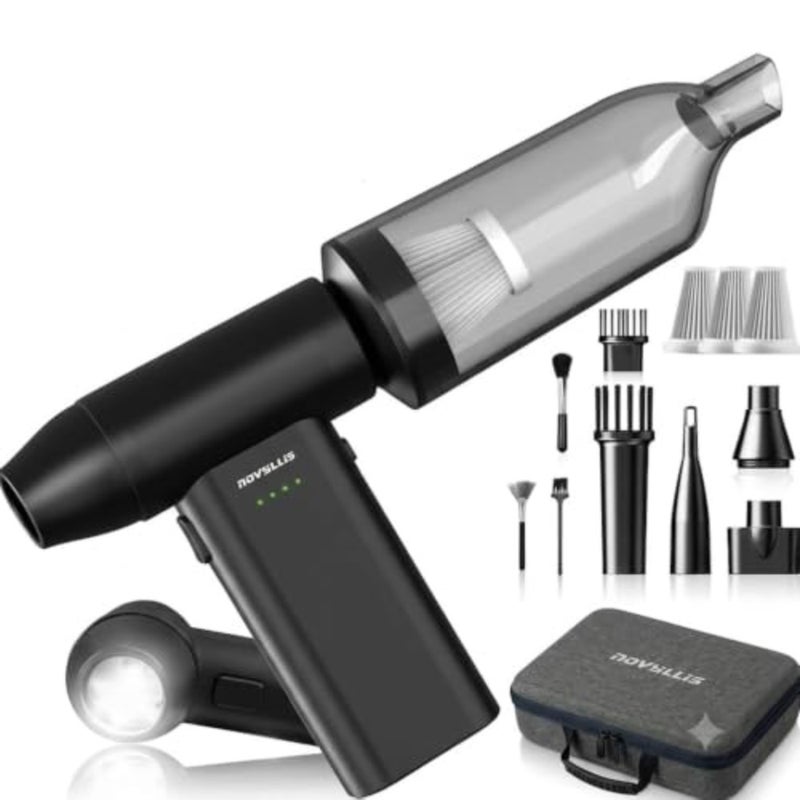 Electric Compressed Air Duster Mini Blower Cordless with Computer Vacuum Cleaner kit Lighting 180, 000 RPM 5 Speed Handheld 3 in 1 USB-C for pc Keyboards Home Car BBQ Grill - Image 1