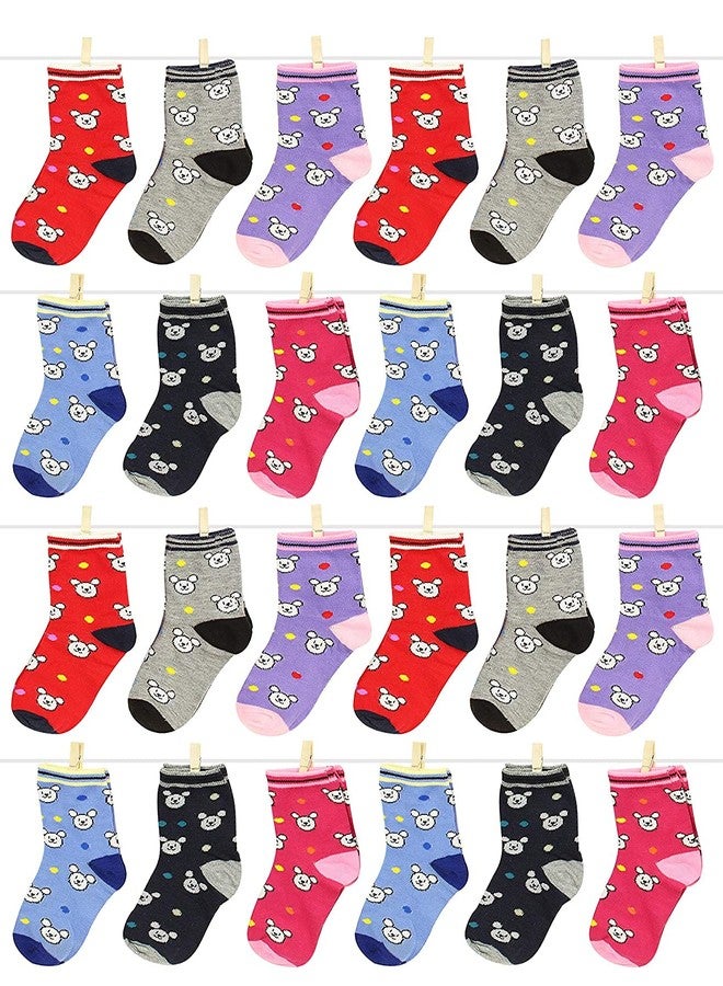 TENDSY Kids Unisex Cotton Ankle Length Multicolor Socks (Pack of 12 Pairs) (3-7 Years) - Image 2