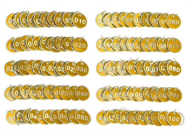 ONLYKXY 1-100 رقم ملون علامات معدنية صلبة مع علامات تعريفية لتعليق الحقائب مع حلقات مفصولة لنظام تحديد الصناديق المنظمة - Image 1