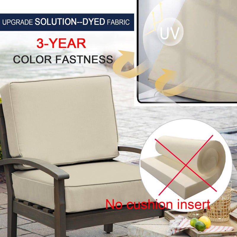 NettyPro Outdoor Cushion Slipcovers Waterproof 4 Pack Patio Chair Seat Cushion Covers with Zipper and Tie, 24 x 24 x 4 Inch, Replacement Cover Only, Khaki - Image 3