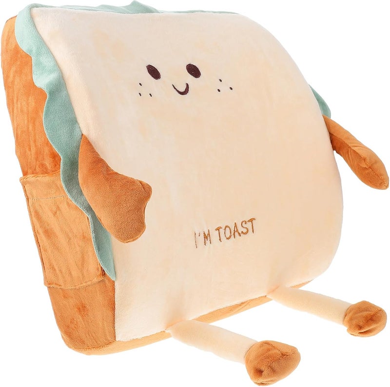 Memory Foam Toast-Shaped Throw Pillow, Soft Lumbar Support Cushion for Office Chair and Home, Adorable Backrest Pillow for Living Room Decor and Comfortable Rest - Image 1