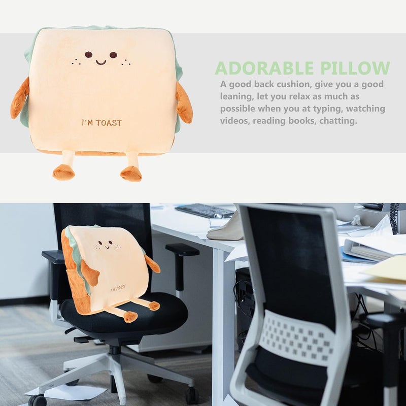 Memory Foam Toast-Shaped Throw Pillow, Soft Lumbar Support Cushion for Office Chair and Home, Adorable Backrest Pillow for Living Room Decor and Comfortable Rest - Image 3