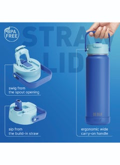 BEOLA 750ml Vacuum Insulated Water Bottle 18/8 Stainless Steel 304 Double Wall Thermos Bottle with Straw Lid and wide mouth, 2 lids included, Hot Cold Liquids Sports Bottle, 24oz (Lavender)  - Image 3