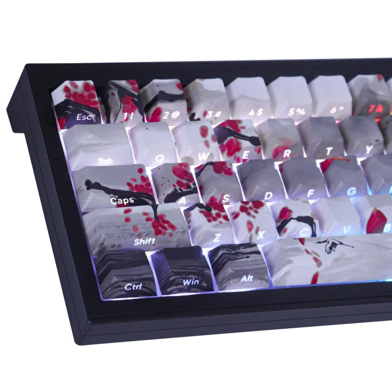 Tsungup PBT Keycaps - Side Print Keycap Set,135 Keys Double Shot Shine Through Landscape Painting Custom Keycaps,Cherry Profile Keyboard Key caps for Cherry MX Switches Mechanical Keyboards - Image 1