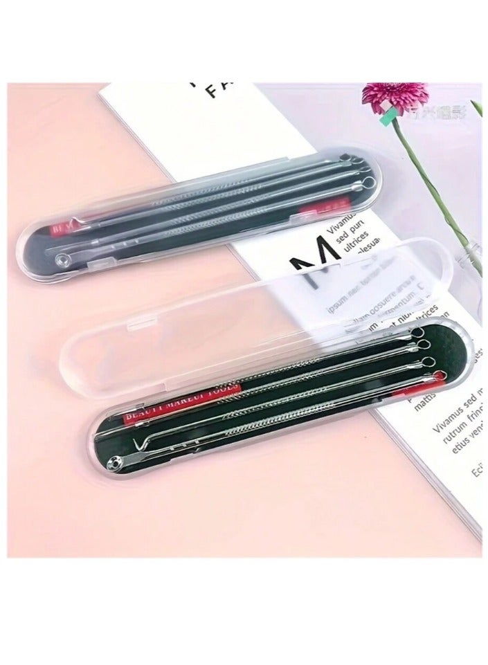 4pcs Set Acne Removal Kit, Blackhead Remover Tool Set, Pimple Extractor Blemish Treatment Clean Pores Needle Hook - Image 2