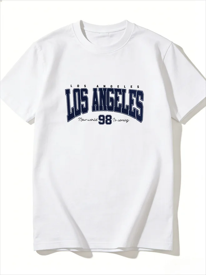 Take Two Men White LA Text Print T-Shirt