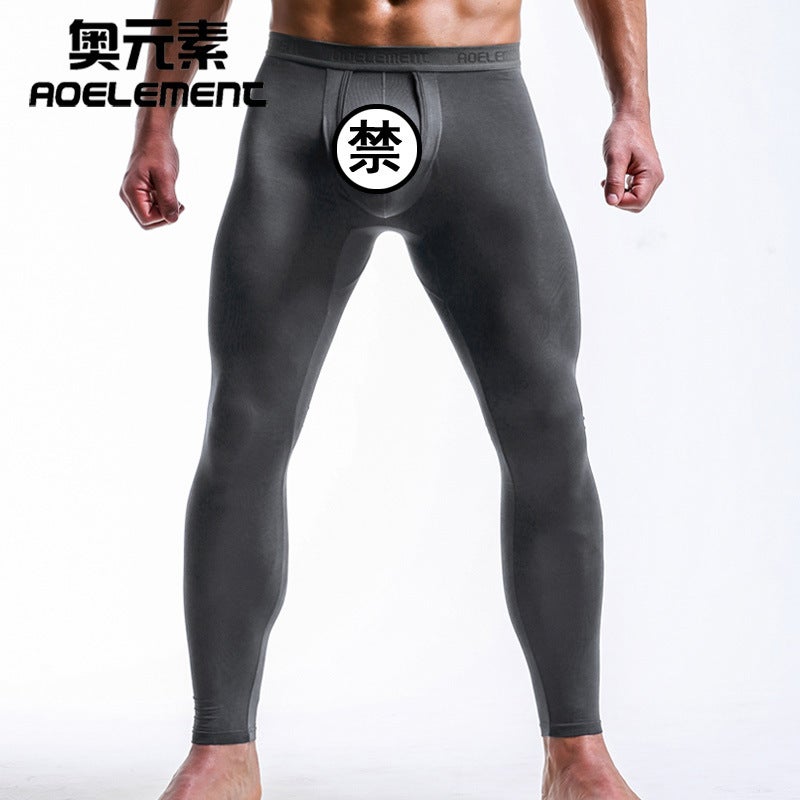 Bullet Mens Autumn Pants Separated Single Piece Scrotum Pants Thin Line Pants Tight Warm Pants Underpants Young Mens Leggings Black  - Image 2