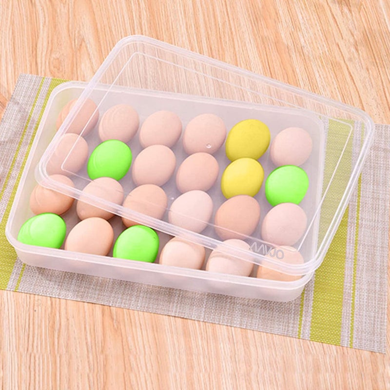 U9I Plastic 24 Grids BPA Free Food Grade Plastic Egg Storage Box Deviled Egg Platter Container Holder Tray for Fridge with Lid for 2 Dozen 24 Eggs Pack of 1 White - Image 1