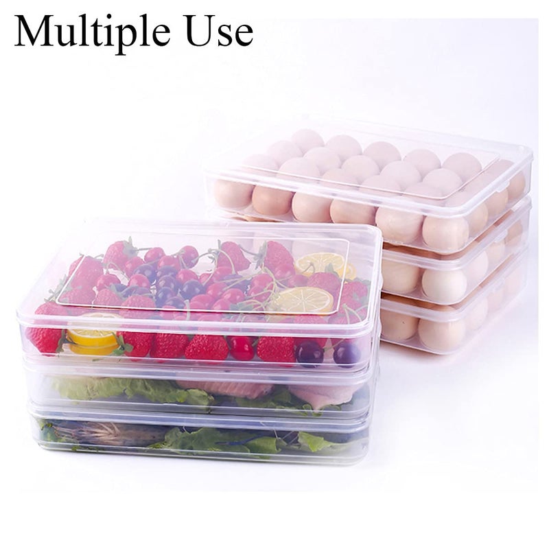 U9I Plastic 24 Grids BPA Free Food Grade Plastic Egg Storage Box Deviled Egg Platter Container Holder Tray for Fridge with Lid for 2 Dozen 24 Eggs Pack of 1 White - Image 4