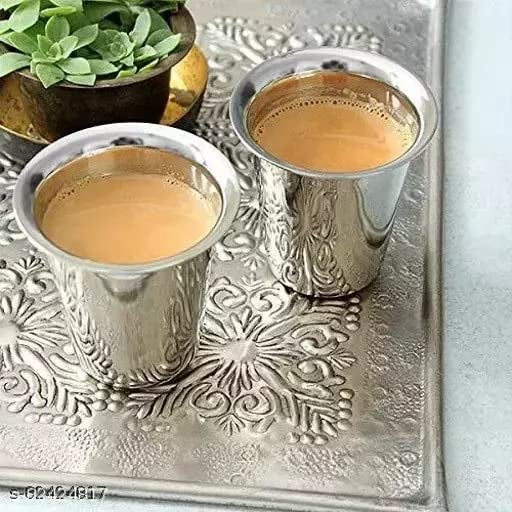 Royals Pack of 6 Stainless Steel Indian Traditional TeaCoffee Glasses Steel Glass for Kids Steel GlassTea GlassCoffee Glass 6 - Image 4