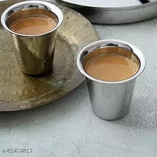 Royals Pack of 6 Stainless Steel Indian Traditional TeaCoffee Glasses Steel Glass for Kids Steel GlassTea GlassCoffee Glass 6 - Image 3