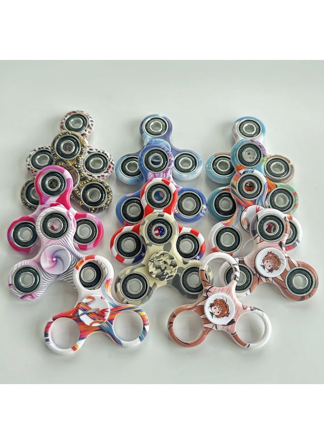 null - Triangle Fingertip Gyro Camouflage Printing Gyro Finger Leaf Spiral Decompression Rotating Toy Black Wukong Gyro-Color:Three-leaf With Shaft Print Style Six - Image 1