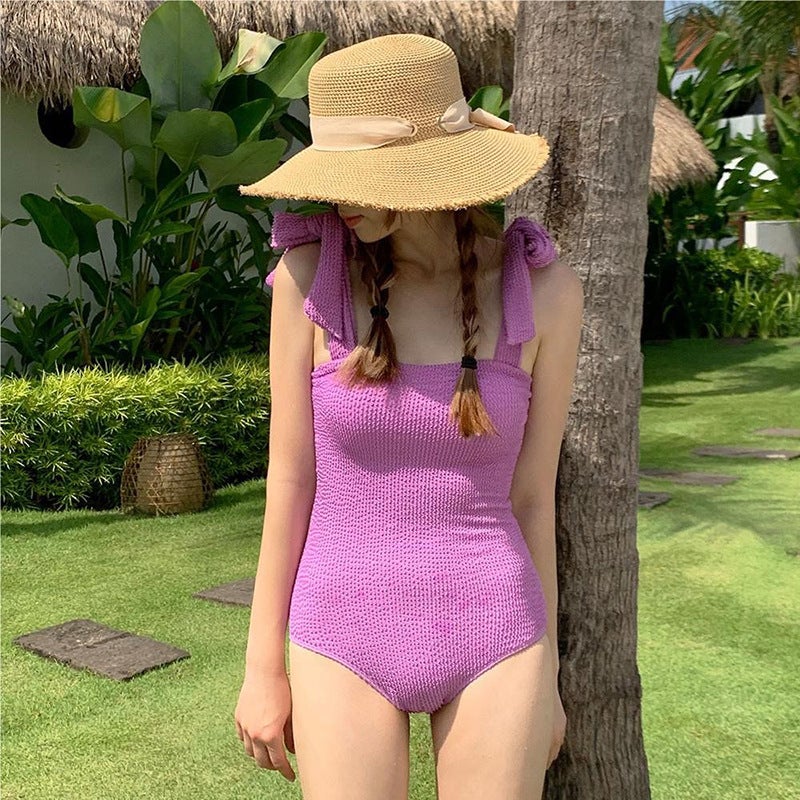 Sale Backless Belly Covering Slim-Fit Sling Conservative Candy Color Multi-Color Swimsuit Spring Swimsuit - Image 2