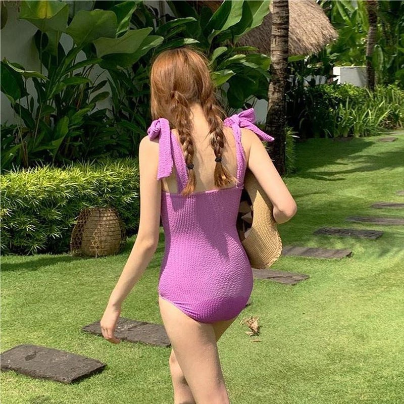 Sale Backless Belly Covering Slim-Fit Sling Conservative Candy Color Multi-Color Swimsuit Spring Swimsuit - Image 5