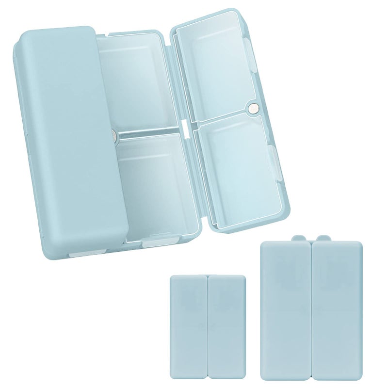 FYY 2 Pcs Daily Pill Organizer, 7 Compartments Portable Pill Case Travel Pill Organizer,[Folding Design] Pill Box for Purse Pocket to Hold Vitamins,Cod Liver Oil,Supplements and Medication-Blue - Image 1