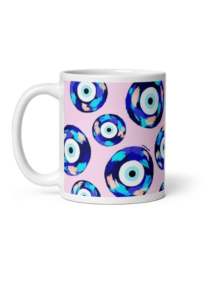 RYN Mug Evil Eye Mug Blue Eye Ceramic Coffee Mug|Printed Mug|Customized Mug|Tea Mug|Cup Best Gift| Birthday Gift| Quote Mug White Mug 350ml - Image 1