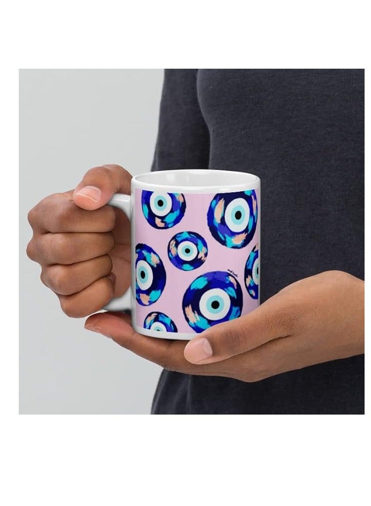 RYN Mug Evil Eye Mug Blue Eye Ceramic Coffee Mug|Printed Mug|Customized Mug|Tea Mug|Cup Best Gift| Birthday Gift| Quote Mug White Mug 350ml - Image 2