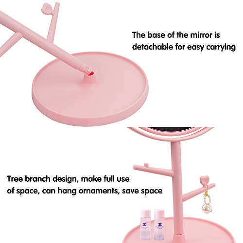 Trifecta Professional Makeup Mirror Tall Vanity Mirror Magnification Mirror Swivel Round Mirror,Travel Magnifying Mirror with Stand and Removable Base(Pink) - Image 5