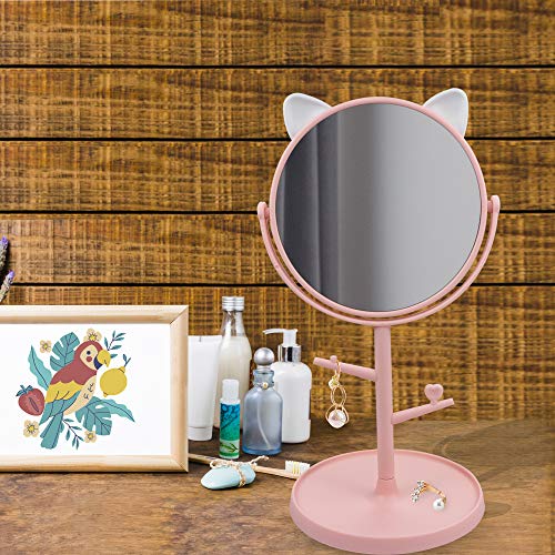 Trifecta Professional Makeup Mirror Tall Vanity Mirror Magnification Mirror Swivel Round Mirror,Travel Magnifying Mirror with Stand and Removable Base(Pink) - Image 3