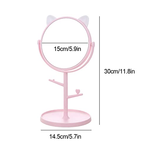 Trifecta Professional Makeup Mirror Tall Vanity Mirror Magnification Mirror Swivel Round Mirror,Travel Magnifying Mirror with Stand and Removable Base(Pink) - Image 2