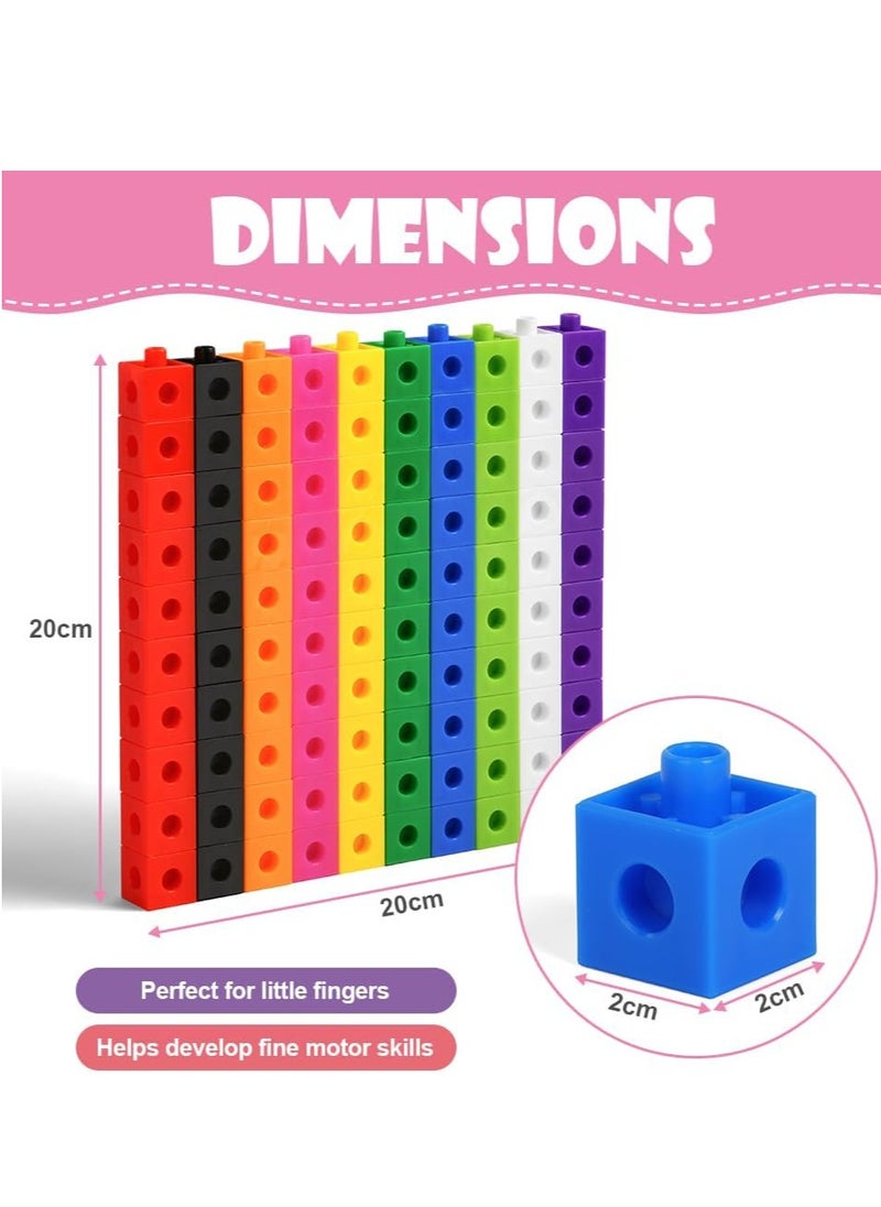 Math Cubes 10 Colors for Assembling and Decomposing for Early Years Education Counting for School and Home Cube Size 2cm Plastic  - Image 2