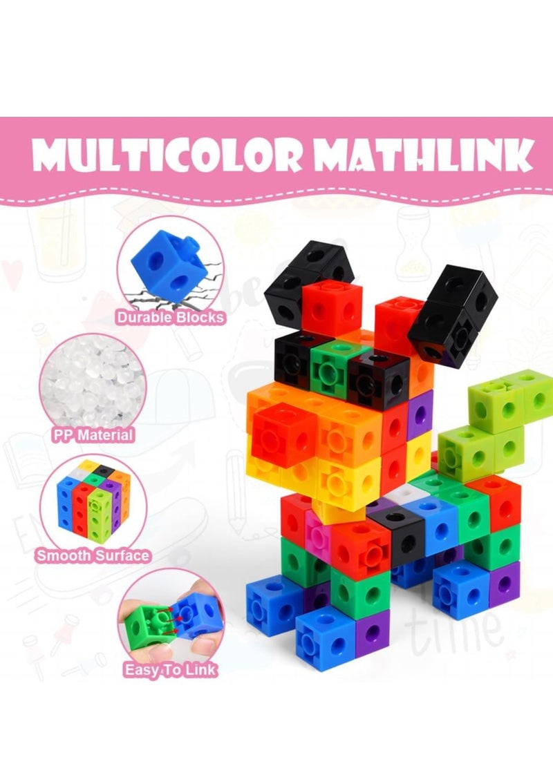 Math Cubes 10 Colors for Assembling and Decomposing for Early Years Education Counting for School and Home Cube Size 2cm Plastic  - Image 4