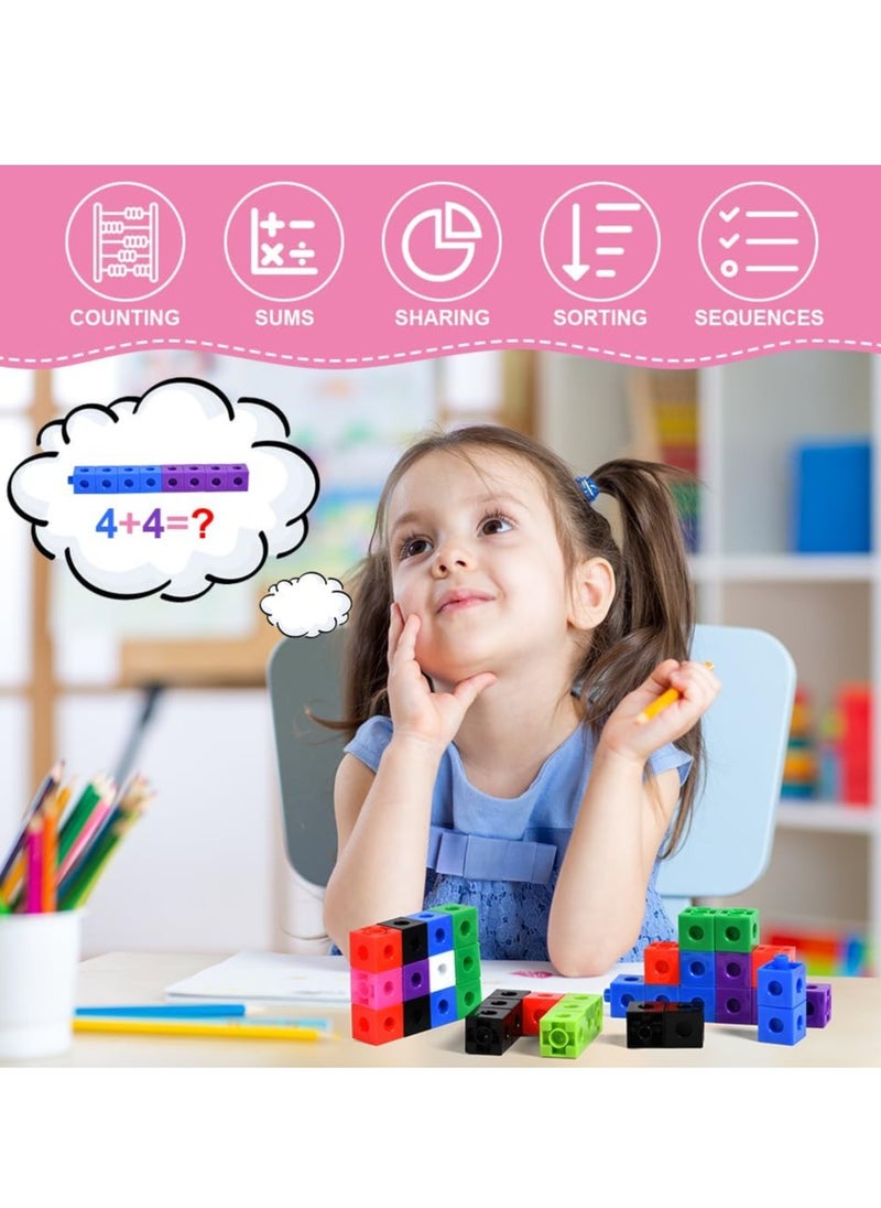 Math Cubes 10 Colors for Assembling and Decomposing for Early Years Education Counting for School and Home Cube Size 2cm Plastic  - Image 5