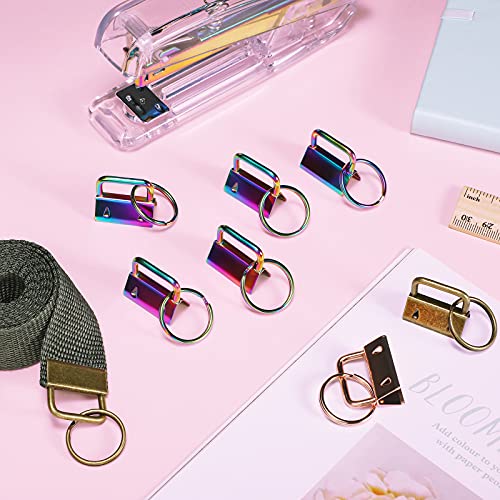 Tenare 120 Pieces Key Fob Hardware 6 Colors Keychain Fob Wristlet Hardware with Key Ring Key Fob Chain Hardware 1 Inch - Image 5
