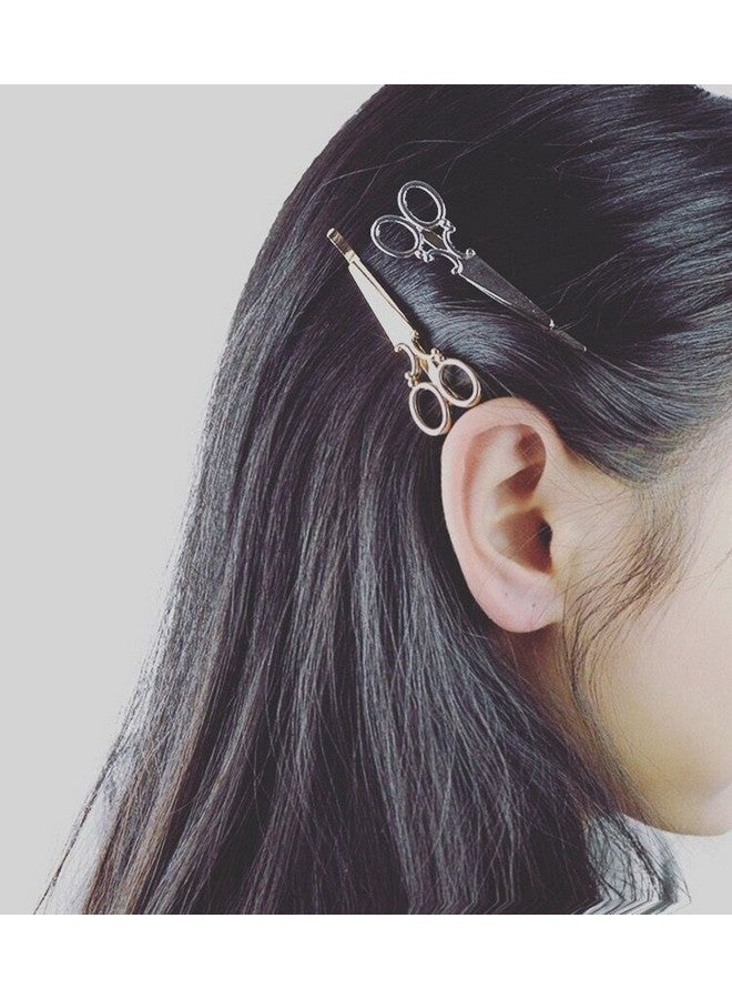 Yueton 4Pcs Gold And Silver Scissors Shape Barrettes Bobby Pin Hair Clips Bride Headwear Edge Clip Clamps - Image 4