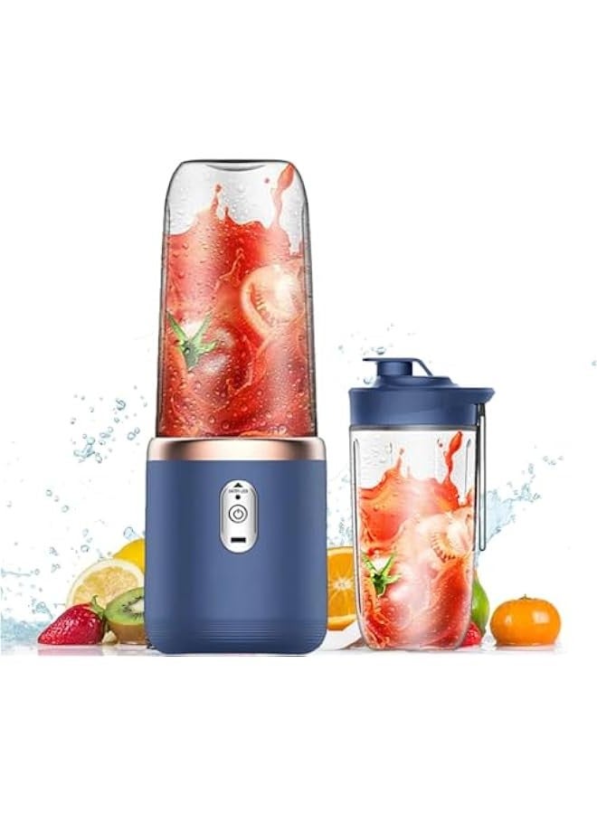 Beauenty Portable Blender - Smoothie Blender with Cup and Cup Brush, Mini blender, High Speed 6-Blades for Office, Home,Travel, Food Blender, 400ML (Blue) - Image 1