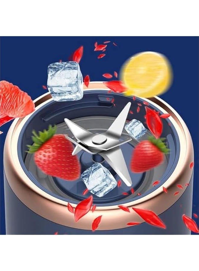 Beauenty Portable Blender - Smoothie Blender with Cup and Cup Brush, Mini blender, High Speed 6-Blades for Office, Home,Travel, Food Blender, 400ML (Blue) - Image 3
