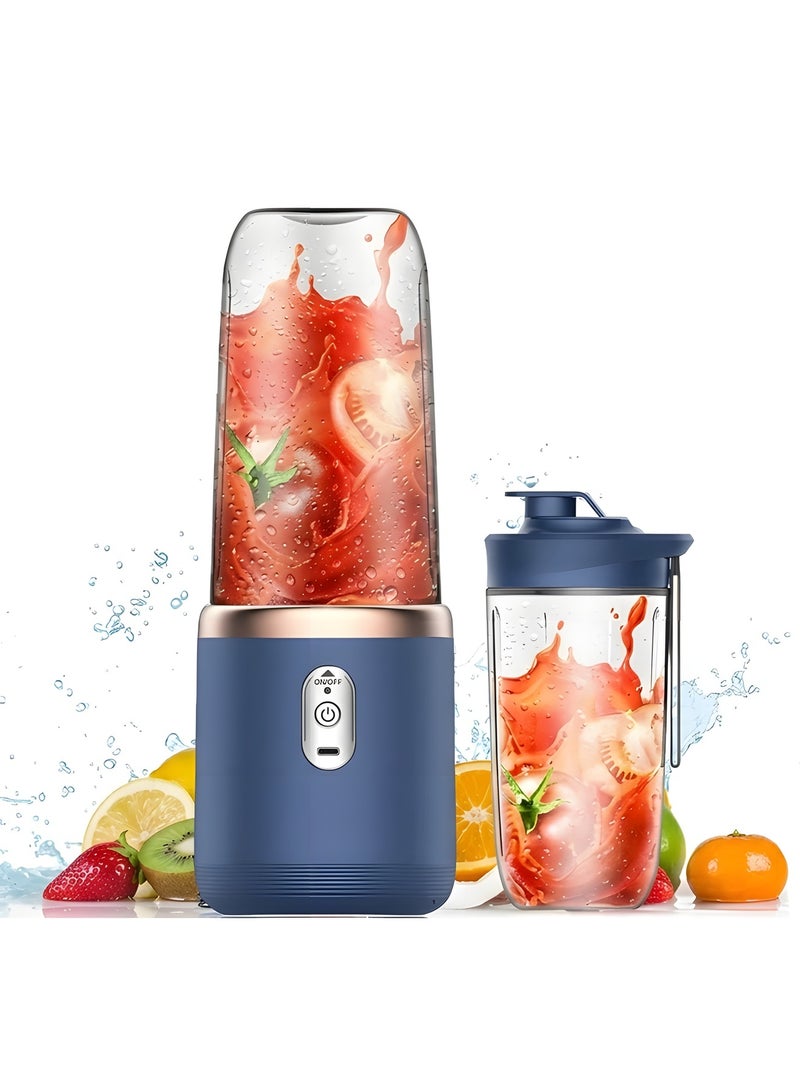 Beauenty Portable Blender - Smoothie Blender with Cup and Cup Brush, Mini blender, High Speed 6-Blades for Office, Home,Travel, Food Blender, 400ML (Blue) - Image 1