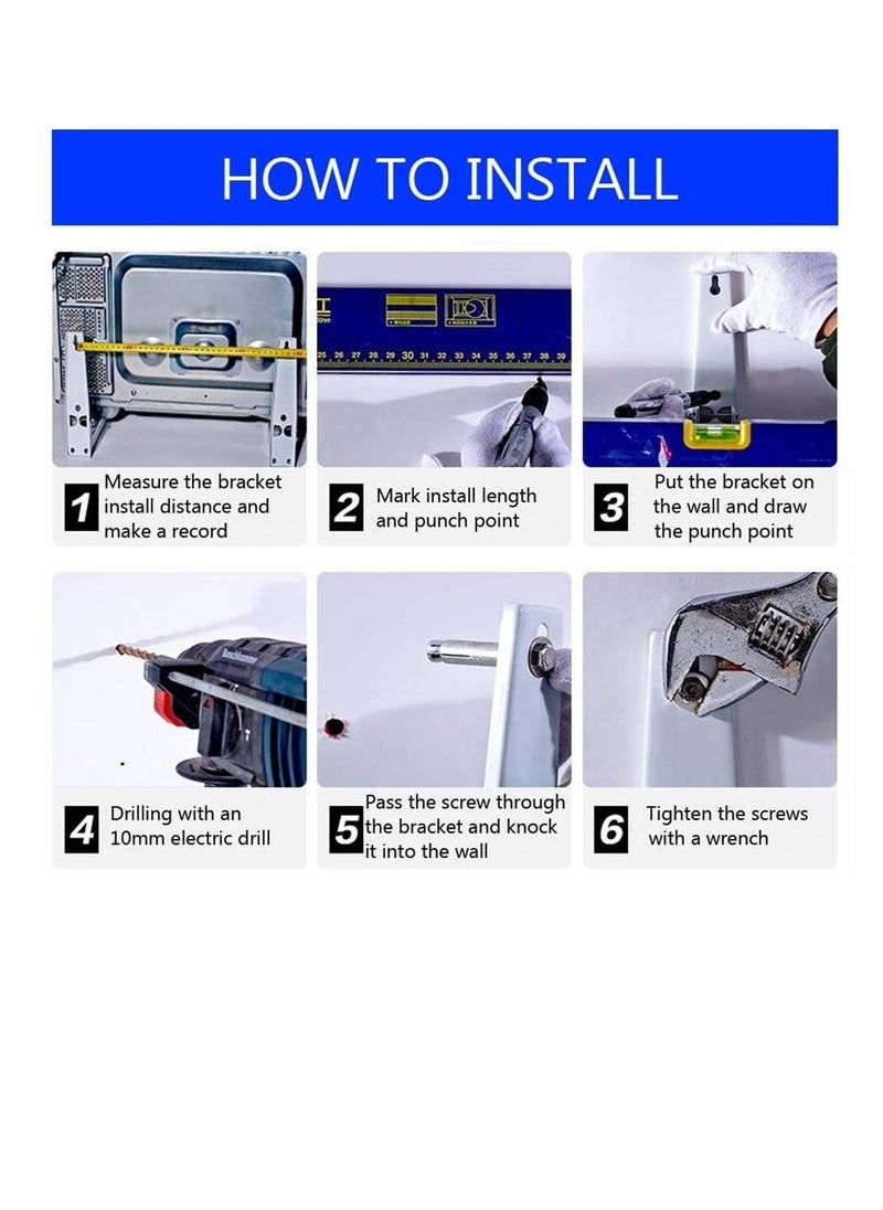 Microwave Oven Wall Mount Bracket 304 Stainless Steel Shelf Holder Foldable Stretch Rack for Stand Removable Hook - Image 5
